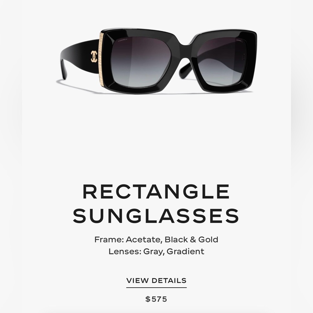 CHANEL Black and Gold Square Sunglasses